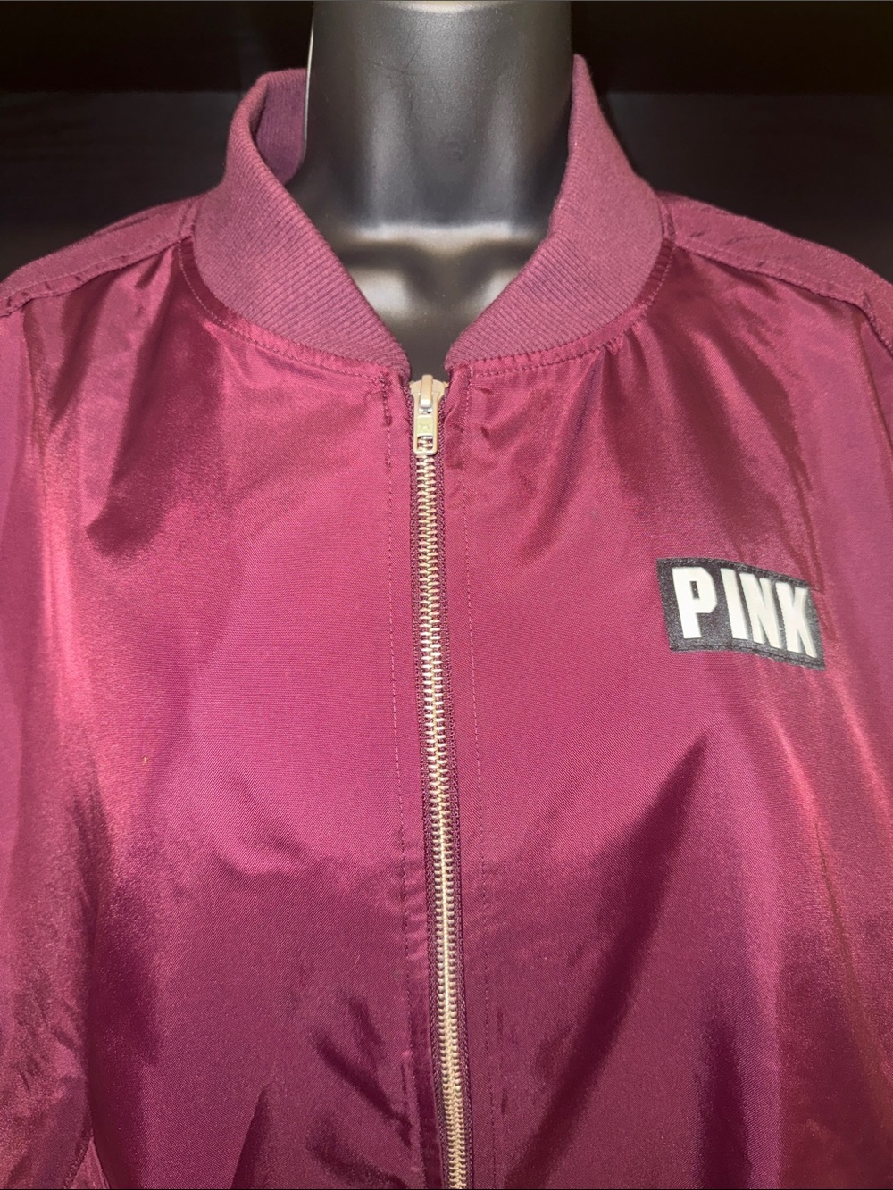 PINK Satin Bomber Jacket in Berry